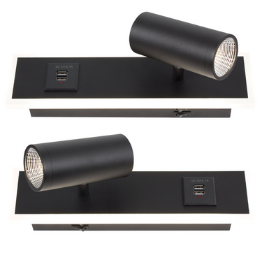 Bedside Wall Bracket Set with 2 USB Ports and 2 Switches